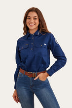 Shirt Ringers Lomgdale Half Button Navy Ladies [:10]
