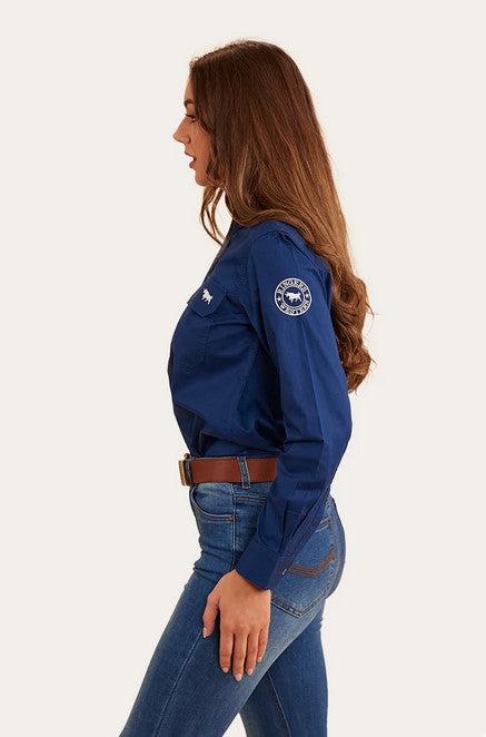 Shirt Ringers Lomgdale Half Button Navy Ladies [:10]
