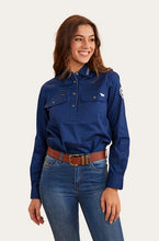 Shirt Ringers Lomgdale Half Button Navy Ladies [:10]