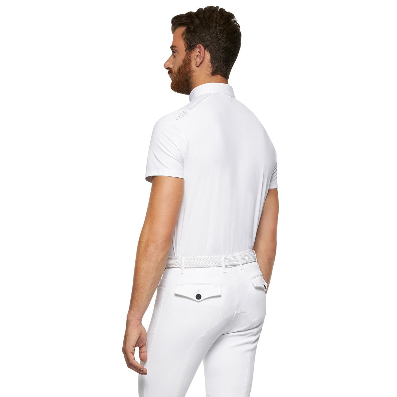 Cavalleria Toscana Men's Zip Competition Polo with Jersey Insert