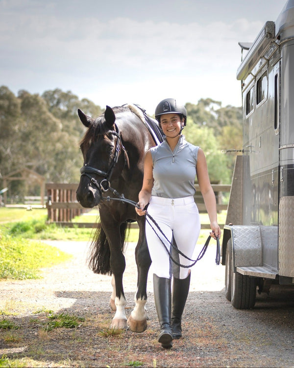 Women's Riding Wear Lauren White/Grey Seat Breeches for Horse Riding