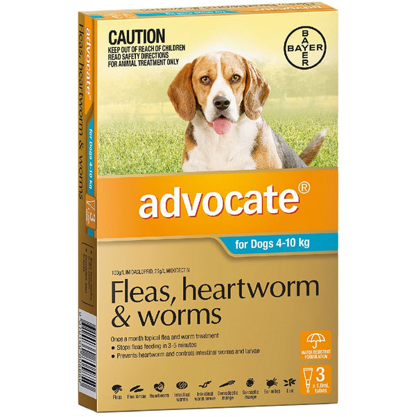 Advocate Dog 04kg-10kg Medium 3 Pack-Dog Wormer & Flea-Ascot Saddlery
