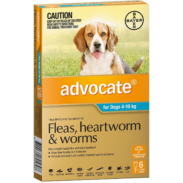 Advocate Dog 04kg-10kg Medium 6 Pack-Dog Wormer & Flea-Ascot Saddlery