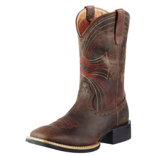 Ariat Western Boots Sport Wide Square Toe Distressed Brown Mens-FOOTWEAR: Western & Roper Boots-Ascot Saddlery