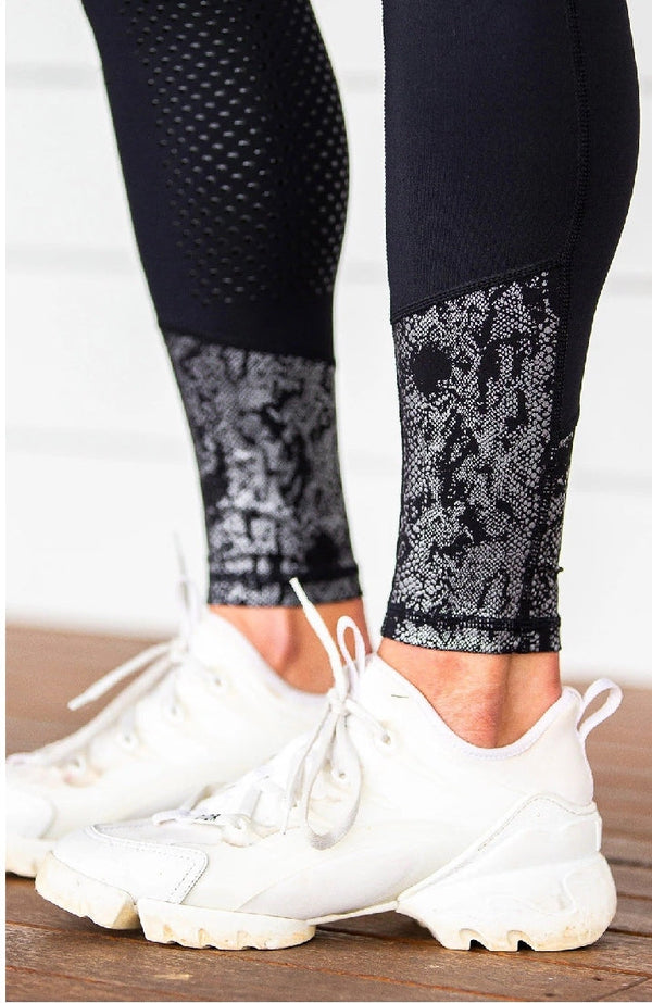 Bare Equestrian Performance Riding Tights Black Python-CLOTHING: Jodhpurs & Breeches Ladies-Ascot Saddlery