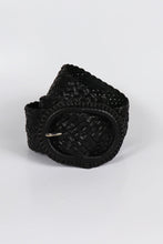 Hitchley & Harrow Black Leather Plaited Belt