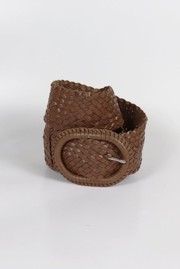 Hitchley & Harrow Brandy Leather Plaited Belt