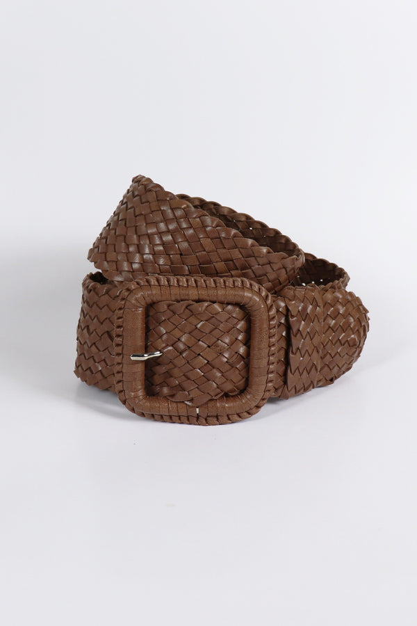 Hitchley & Harrow Brandy Leather Plaited Belt