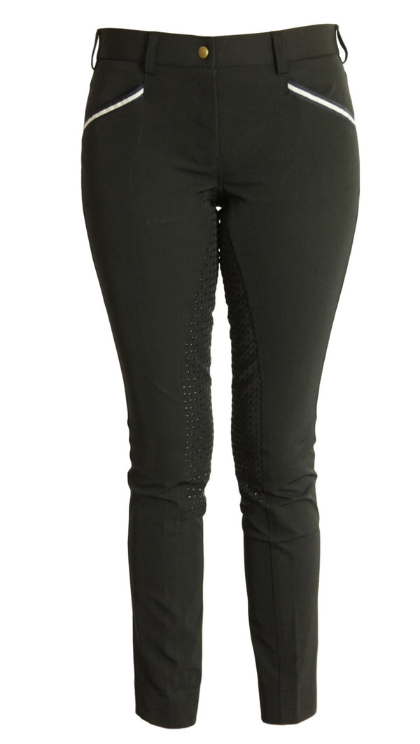 Women's Horse Riding Breeches: CoolMax Jodhpurs with Silicone Seat Grip, Black, Sizes 6-28