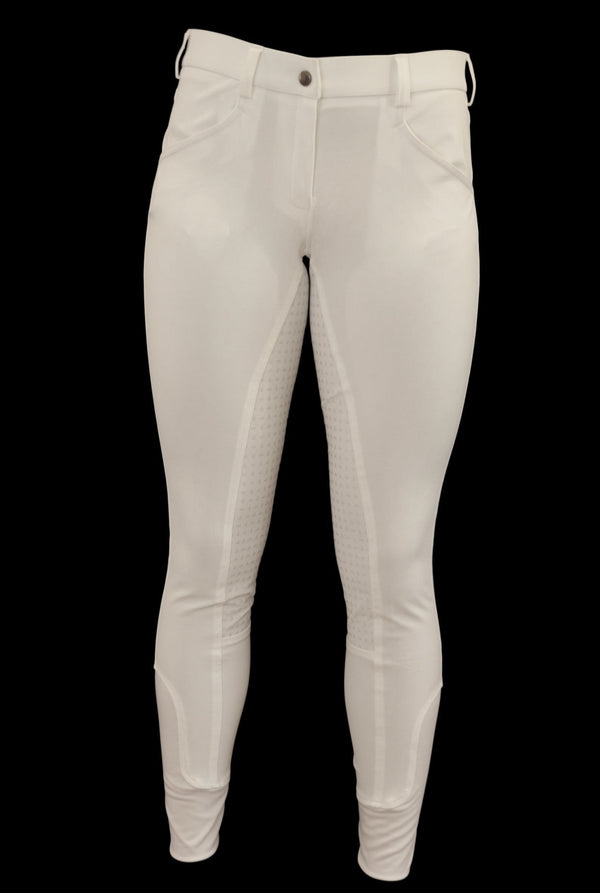 White Coolmax Breeches with Silicone seat grip. Sizes 6 to 28