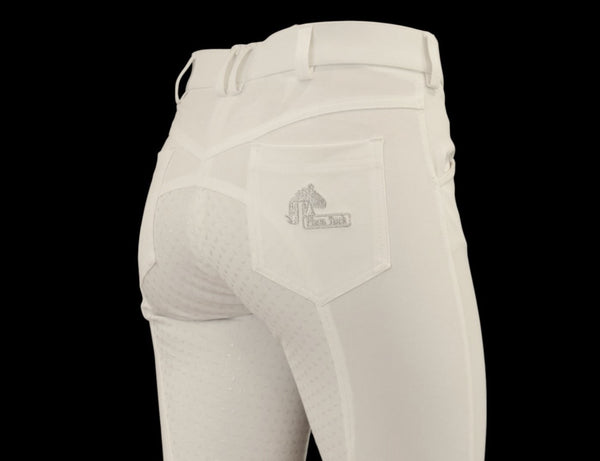 White Coolmax Breeches with Silicone seat grip. Sizes 6 to 28