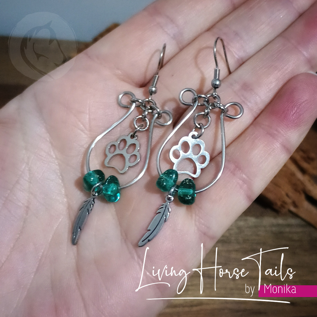Beaded looped heart earrings