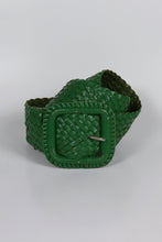 Hitchley & Harrow Emerald Leather Plaited Belt