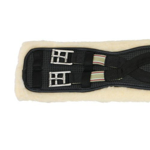 Equiprene Wool Lined Dressage Girth Elastic Black-HORSE: Girths-Ascot Saddlery
