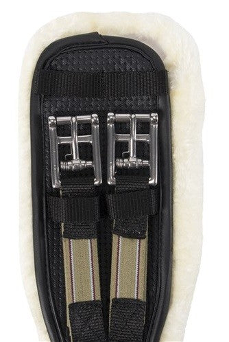 Equiprene Wool Lined Dressage Girth Elastic Black-HORSE: Girths-Ascot Saddlery