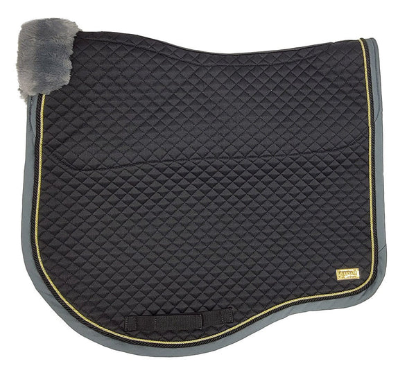 Estate 2023 Saddlecloth Dressage Fleece Trim Black & Grey-HORSE: Saddlecloths-Ascot Saddlery