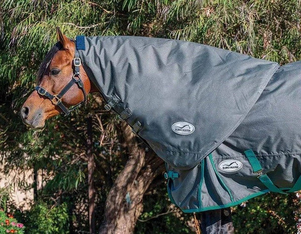 Eurohunter Neck Rug 600d 180gm Grey-RUGS: Winter Rugs, Neck Rugs & Hoods-Ascot Saddlery
