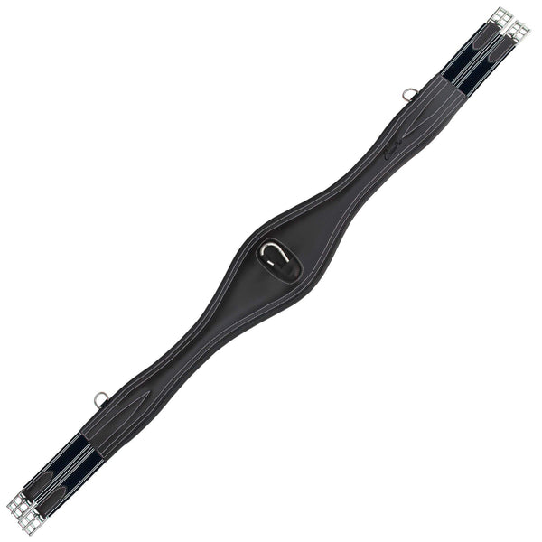 130cm Havana Brown Padded Long Girth w/snap - Navy/White Elastic - IN STOCK