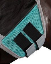 Fly Mask With Ears & Nose Fringe Horsemaster Teal-HORSE: Flyveils & Bonnets-Ascot Saddlery