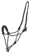 Halter Knotted Rope With Ring Black Full-HORSE: Headstalls-Ascot Saddlery