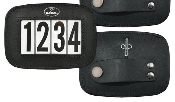 Hamag Number Holder Bridle Leather 4 Digit Pair Black-HORSE: Number Holders-Ascot Saddlery
