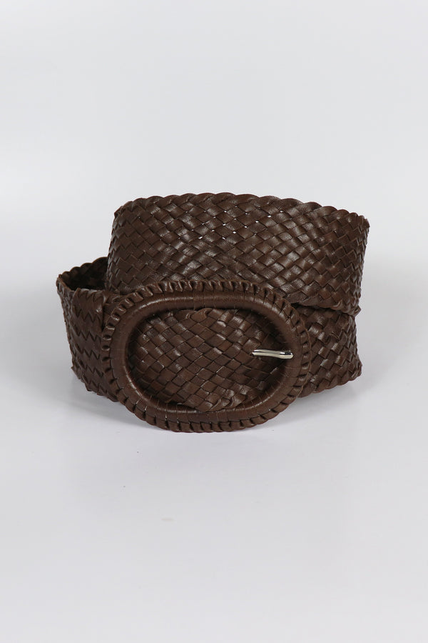 Hitchley & Harrow Leather Plaited Belt - Havana
