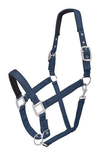 Headstall Webbing Glitter Navy-HORSE: Headstalls-Ascot Saddlery