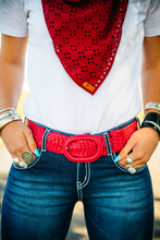 Hitchley & Harrow Leather Plaited Belt - Hot Pink