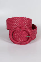 Hitchley & Harrow Leather Plaited Belt - Hot Pink