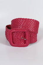Hitchley & Harrow Leather Plaited Belt - Hot Pink
