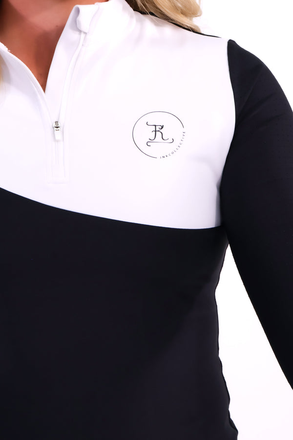 Elite Competition Snow White and Black Long Sleeve Shirt