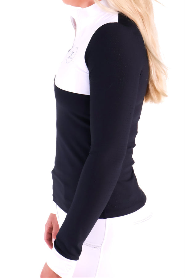 Elite Competition Snow White and Black Long Sleeve Shirt
