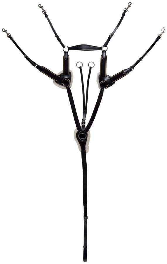 Jeremy & Lord Breastplate 5 Point Leather Black-HORSE: Breastplates & Martingales-Ascot Saddlery