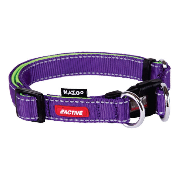 Kazoo Dog Collar Active Adjustable Purple & Lime-Dog Collars & Leads-Ascot Saddlery