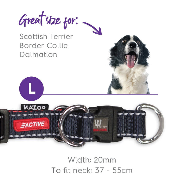 Kazoo Dog Collar Active Adjustable Slate & Orange-Dog Collars & Leads-Ascot Saddlery