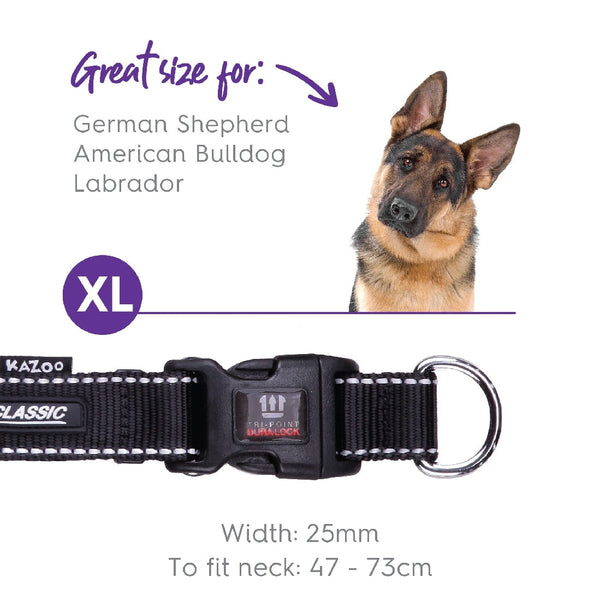 Kazoo Dog Collar Classic Adjustable Black-Dog Collars & Leads-Ascot Saddlery