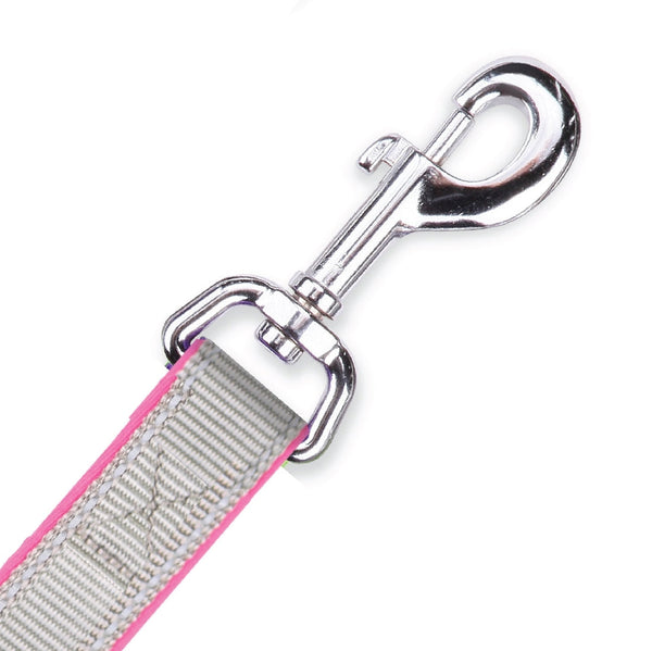 Kazoo Dog Leash Active Silver & Pink 1200mm-Dog Collars & Leads-Ascot Saddlery