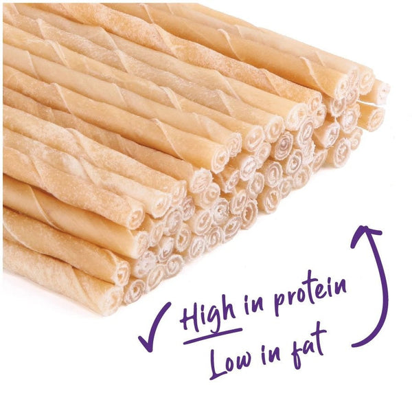 Kazoo Treat Rawhide Natural Twisted Stick 13cm Pack Of 100-Dog Treats-Ascot Saddlery