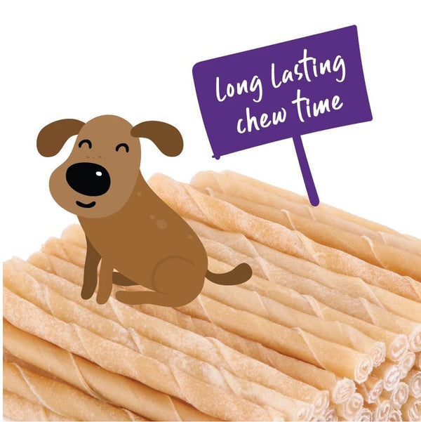 Kazoo Treat Rawhide Natural Twisted Stick 13cm Pack Of 100-Dog Treats-Ascot Saddlery