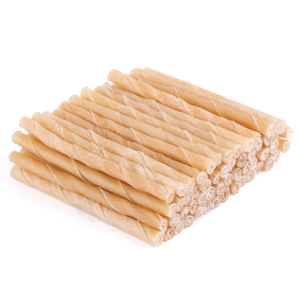 Kazoo Treat Rawhide Natural Twisted Stick 13cm Pack Of 100-Dog Treats-Ascot Saddlery