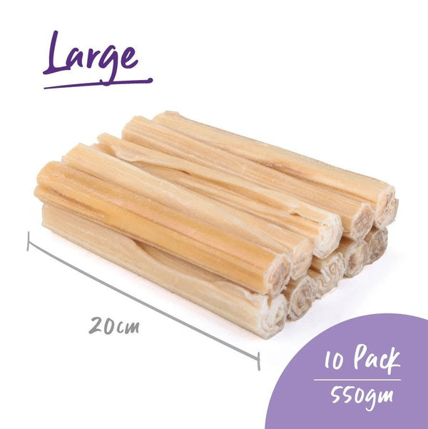 Kazoo Treat Rawhide Pressed Stick 20cm Pack Of 10-Dog Treats-Ascot Saddlery