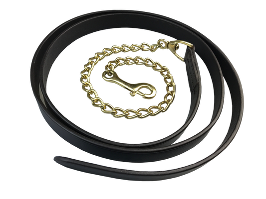 Leather Lead Chain with Brass or Silver Fittings