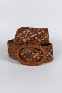 Hitchley & Harrow Brown Mixed Leather Plaited Belt