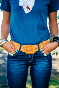 Hitchley & Harrow Leather Plaited Belt - Natural