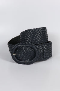 Hitchley & Harrow Navy Leather Plaited Belt