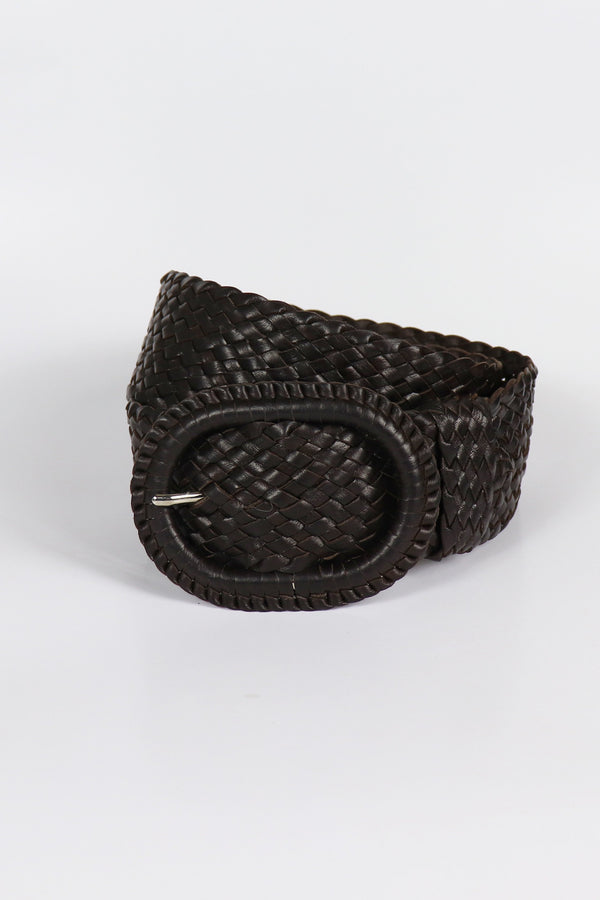 Hitchley & Harrow Leather Plaited Belt - Oiled Havana