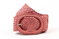 Hitchley & Harrow Leather Plaited Belt - Candy Pink
