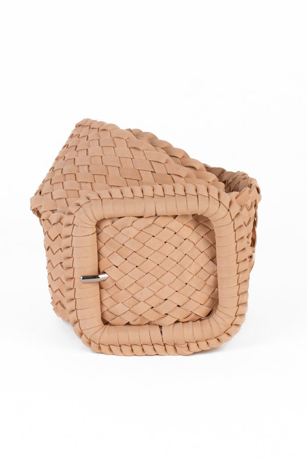 Hitchley & Harrow Leather Plaited Belt - Natural