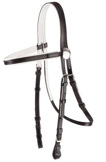 Pvc Bridle Head Full Black & White Trim-HORSE: Racing & PVC-Ascot Saddlery