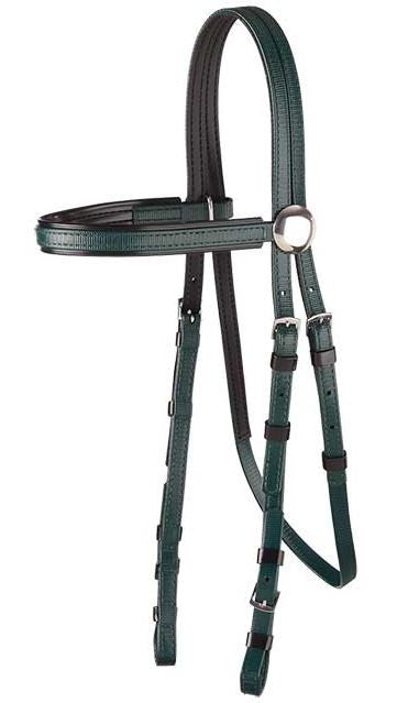 Pvc Bridle Head Full Green & Black Trim-HORSE: Racing & PVC-Ascot Saddlery